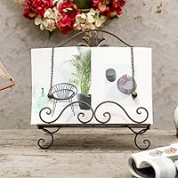 Vista 5 de Jemeni Soporte para libros de cocina de metal Fleur De Lis para cocina, acabado marrón antiguo