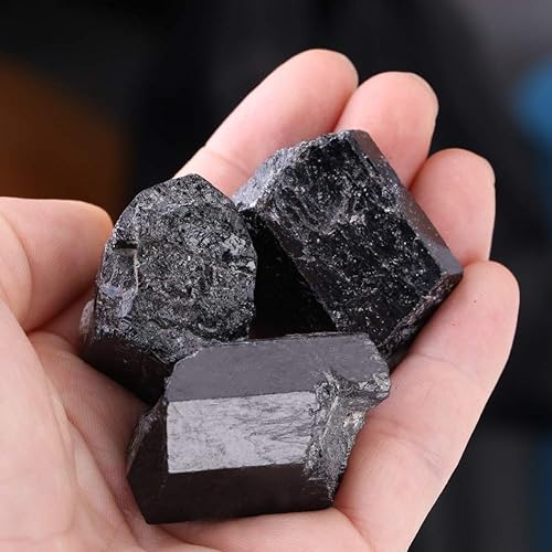 Miniatura 9 de Rocas ásperas de cristal de turmalina negra, 1 libra de cuarzo a granel para artes, manualidades, pulir, caballo, pulido, envoltura de alambre,