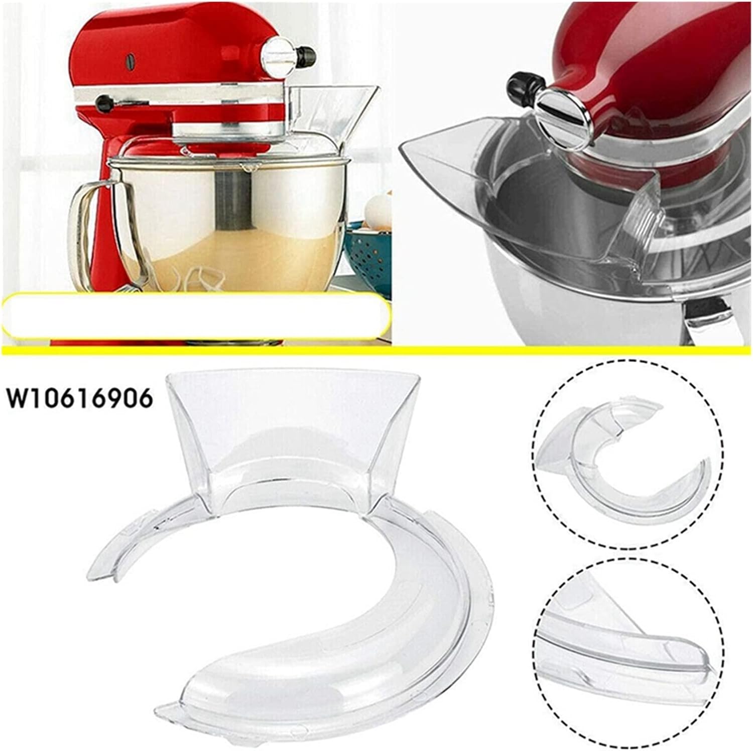 1 Set Dough Hook Flex Edge Beater/Stand Mixer Parts 2Pcs 4.5-5Qt Bowl Pouring Shield Tilt Head Parts Die Grinder Accessories