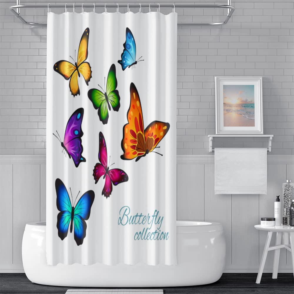 Schmetterling Duschvorhang – Bunt, Grau/weiß Mit Birken, 152x183 Cm, Wasserdicht