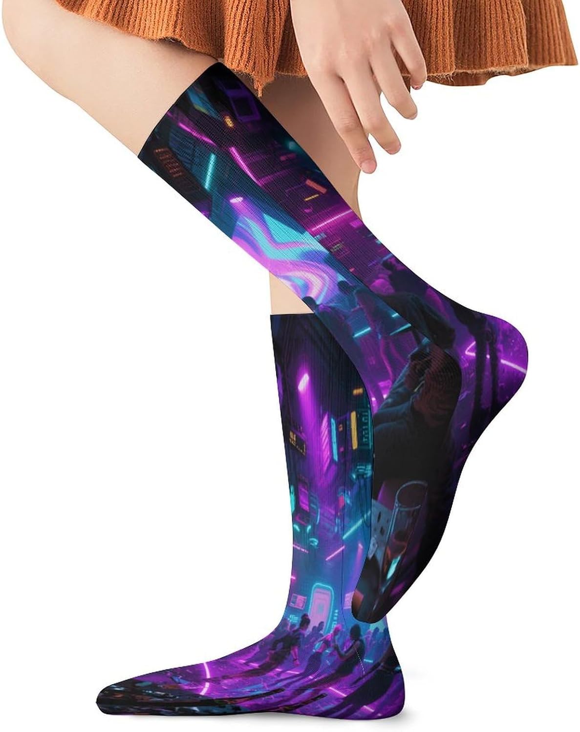 Cyber ​​Bar Light And Shadow Crew Socks High Stocking Thermal Socks | Tube Socks-Breathable-Moisture-Soft-wicking for Hospital Pilates Yoga for women men Grippy for office and daily walking
