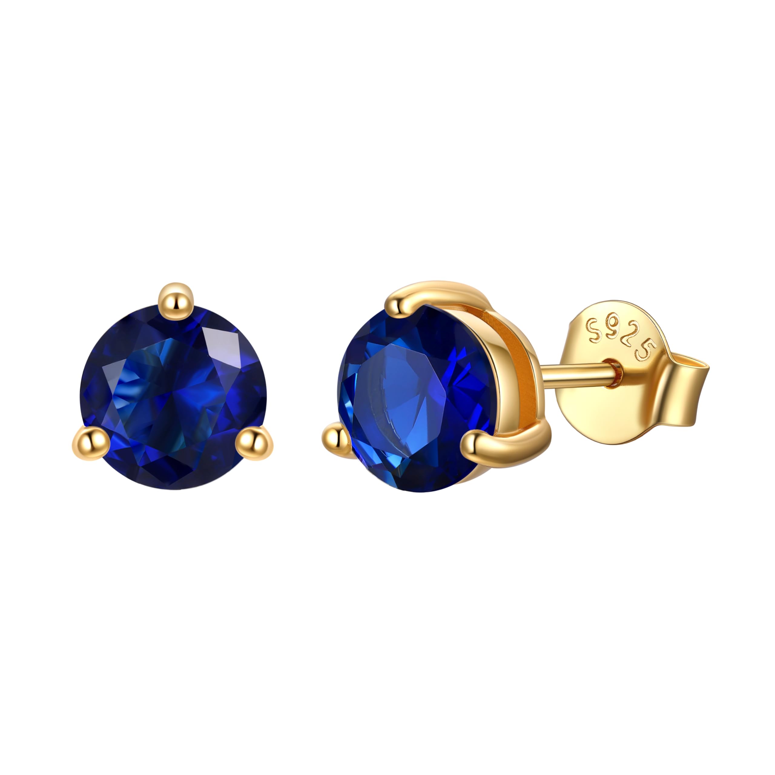 JustBeingCute 925 Sterling Silver Studs Earrings for Women 14K Gold Plated Birthstone Earrings