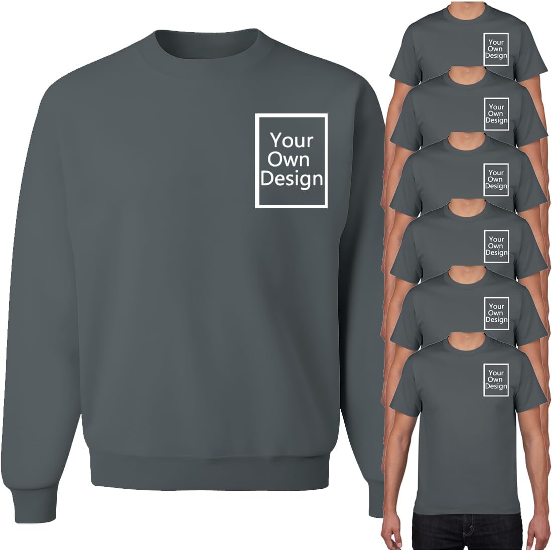 Custom Workwear Uniforms, 6 T-Shirt 1 Sweatshirt, Personalized Work Shirts for Men Small Business Company Logo