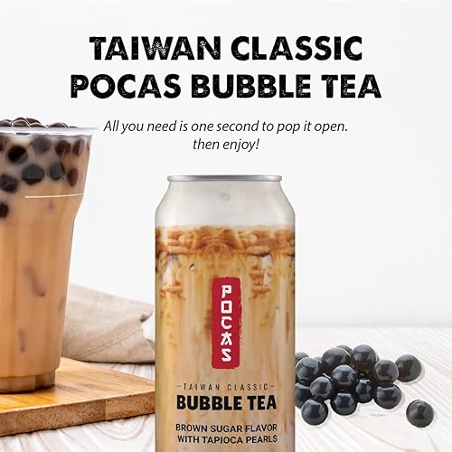 Miniatura 4 de Pocas Taiwan Classic Bubble Tea con perlas de tapioca, azúcar morena, 16.5 onzas (paquete de 24)