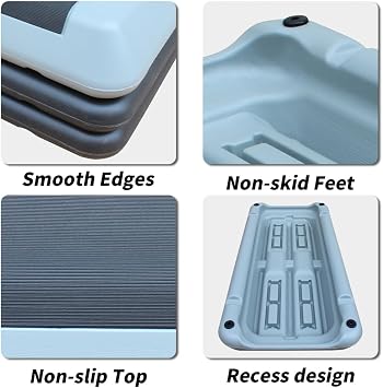 Adjustable Aerobic Step Platform with 4 Risers Non-Slip Fitness Trainer for Home Workouts, Cardio & Strength Training