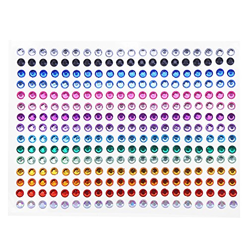 Decora 300Pcs Multicolor Rhinestone Stickers In 15 Colors Self-Adhesive Gemstone Embellishment Stickers For Nail Art Makeup Scrapbooking And Crafts 5Mm #TOP4