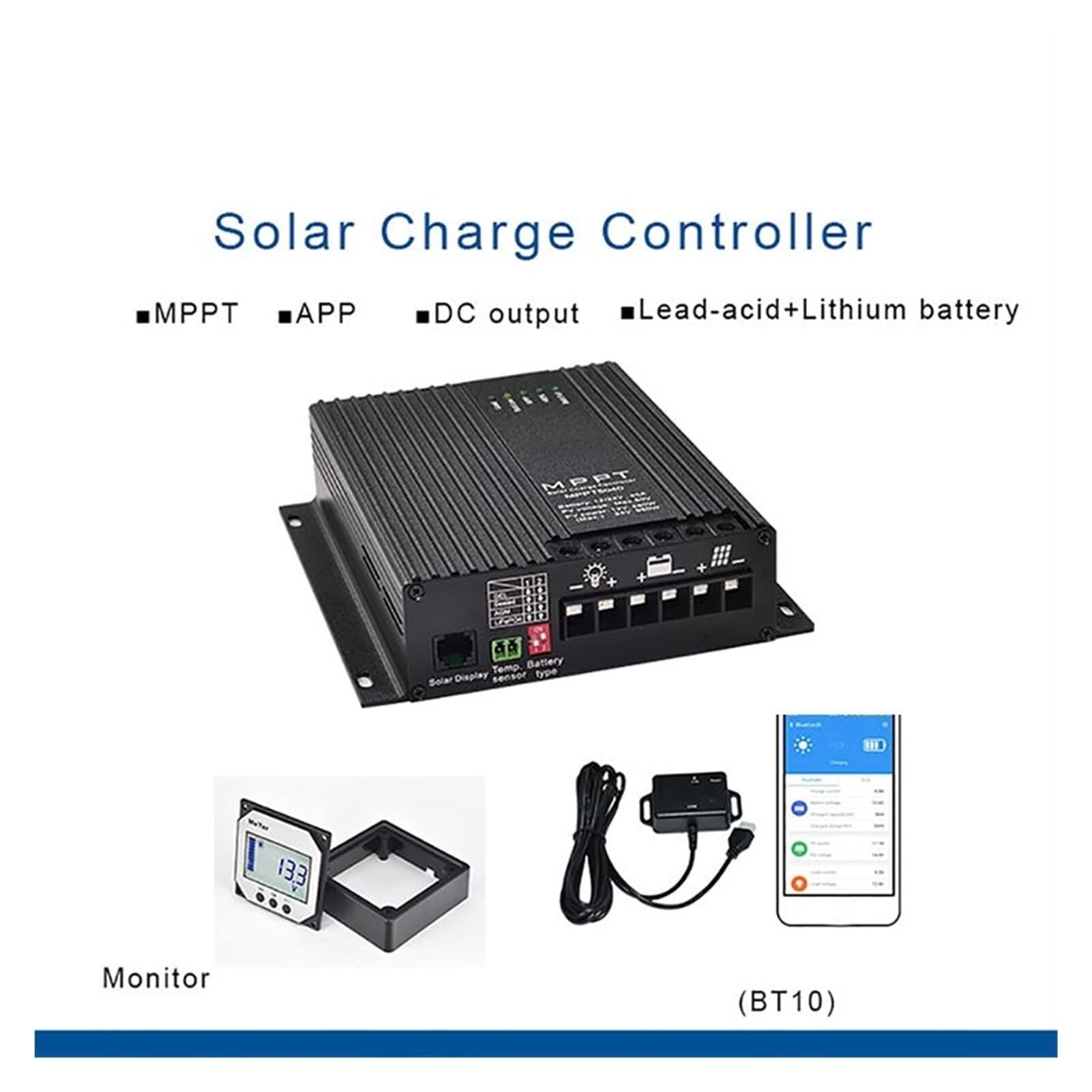 Controlador de Carga Solar, Controlador De Carga Solar 40A 12V 24V Regulador Panel Automático