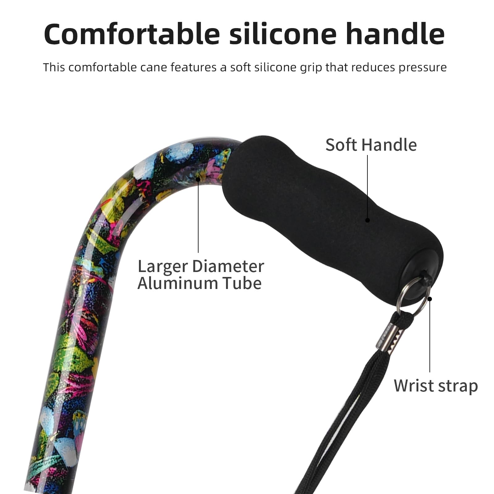 Quad Cane YOKABOZE regulowana laska do chodzenia z 4-zębową podstawą dla dodatkowej stabilności silikonowy uchwyt i wymienna lekka aluminiowa laska do chodzenia dla mężczyzn i kobiet