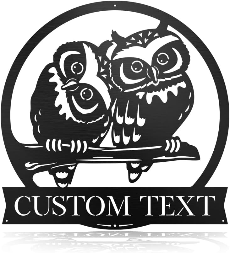 Extrabily Custom Metal Signs with Owl, Rustic Metal Wall