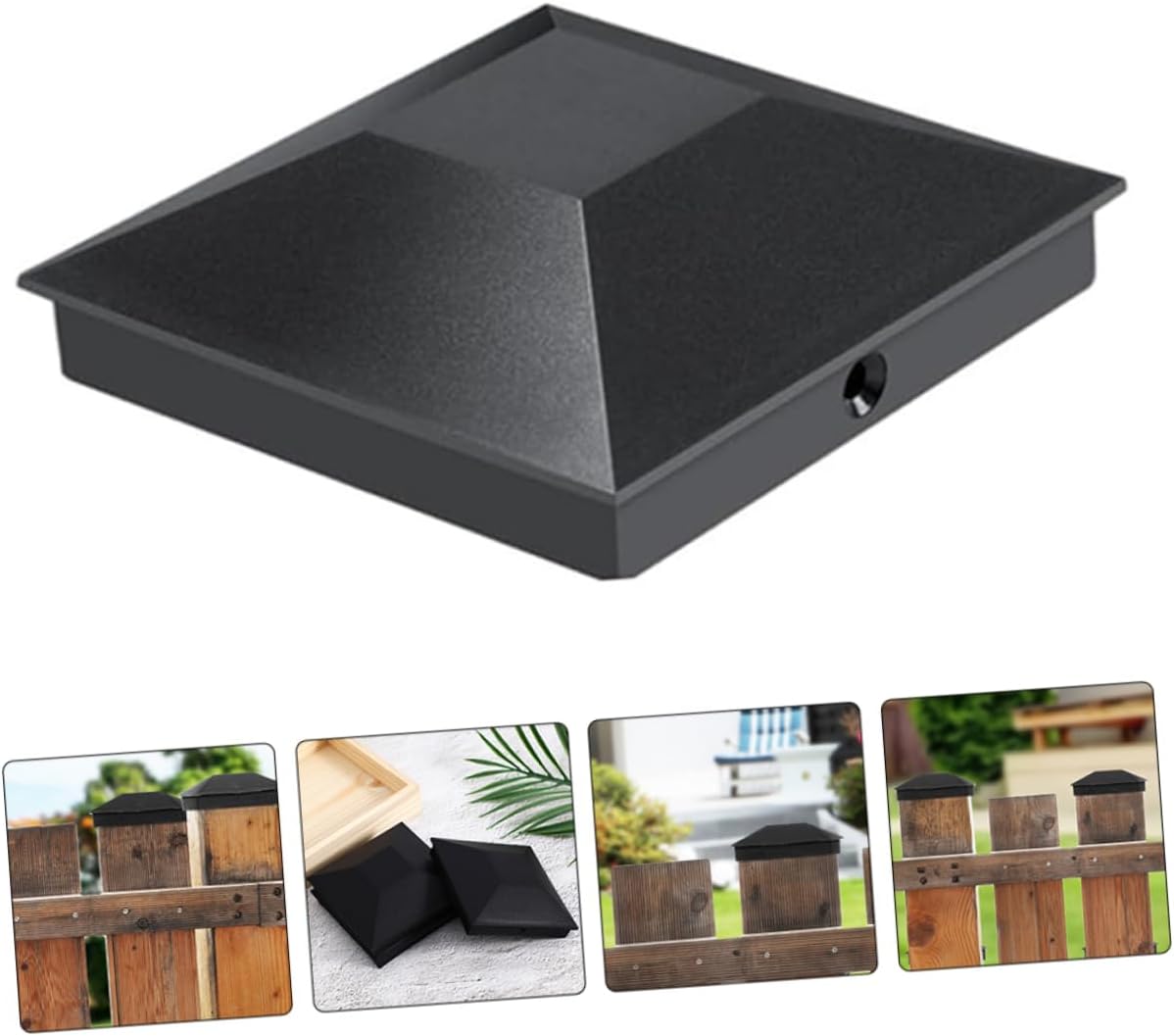 12pcs Plastic Fence Post Caps Black Outdoor Post Covers with Screws for Decking and Corridors Easy to Install Decorative Caps for Fence