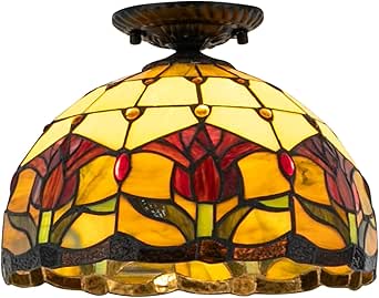 Hanmorfarbi Plafondlamp, Scandinavische stijl licht luxe retro meubels plafondlamp, slaapkamer glas trap plafondlamp, tulpenpatroon eetkamer woonkamer lampen en lantaarns