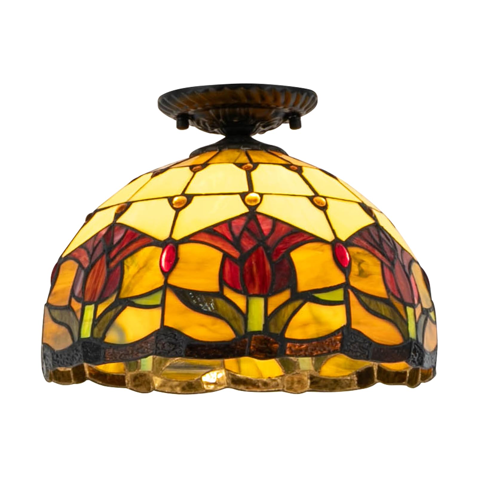 Lámpara de techo, luz de estilo escandinavo lujo retro muebles lámpara de techo, dormitorio cristal escalera lámpara de techo, patrón de tulipanes comedor lámparas de salón y linternas