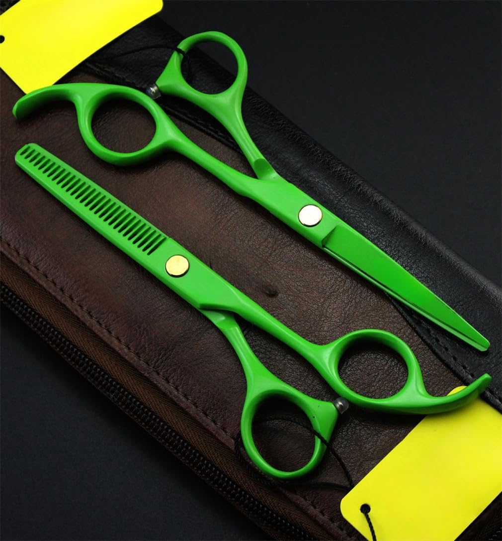 Green, 5.5 Inch Green Hairdressing Scissor Set, Multi-Functional Hairdressing Scissors, Bright Colors and A Delicate Appearance, for Hairdressers and Groomers