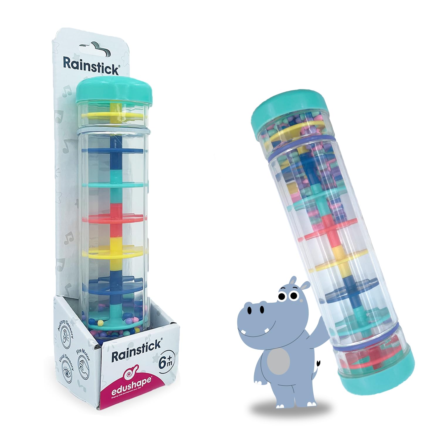 Edushape - Barra Antipioggia Da 20,3 Cm, Giocattolo Per Bambini, Tubi Sensoriali, Strumenti Musicali, Giocattolo Per La Pioggia Per Bambini Per Lenire I Suoni Della Pioggia, Giocattoli Perfetti Per Il-image