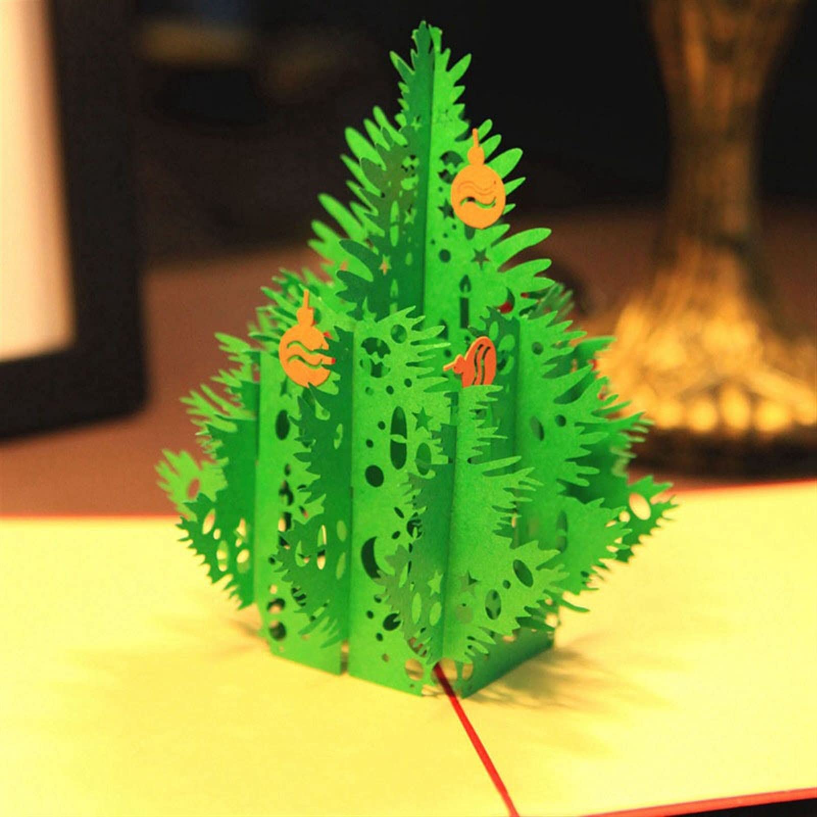 Kartki okolicznościowe kartki okolicznościowe 3D wycinane laserowo ręcznie zielone choinka papier zaproszenie kartki pocztowe 'Merry Christmas' dzieci biznes kreatywne karty podarunkowe (rozmiar: 10 szt.)