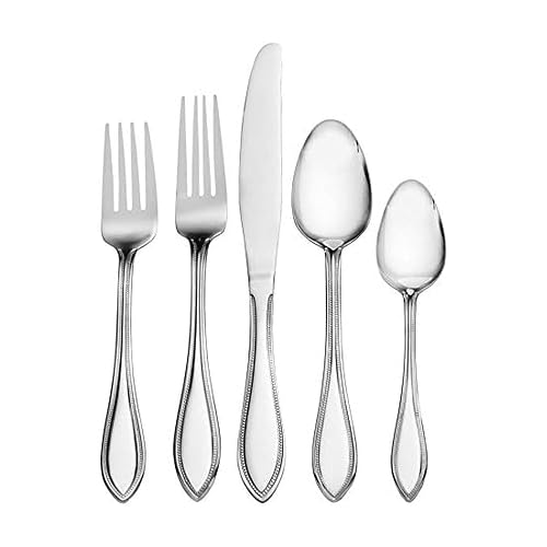 Pfaltzgraff American Bead 20-Piece Stainless Steel Flatware Set, Service for