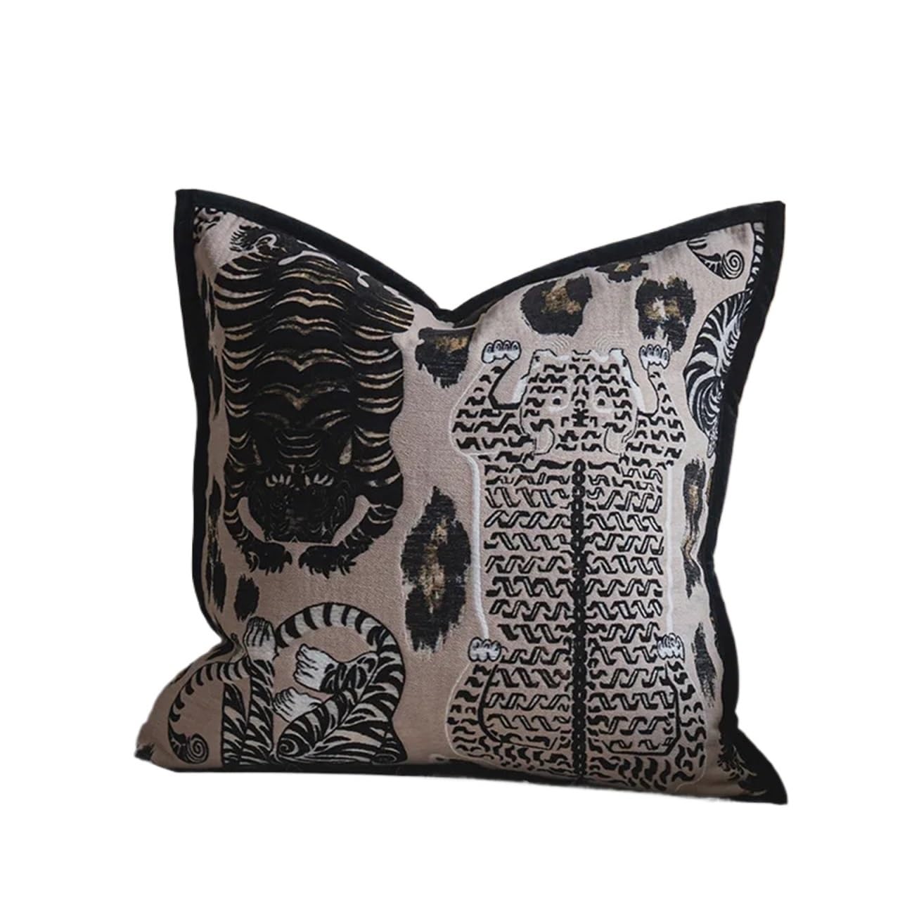 XPJYUA Chenille Pillow Covers Living Room Sofa Cushion Cover Chenille Tiger Geometric Jacquard Pillowcase Pillow Covers Decorative(A-Cushion Cover,45X45CM)