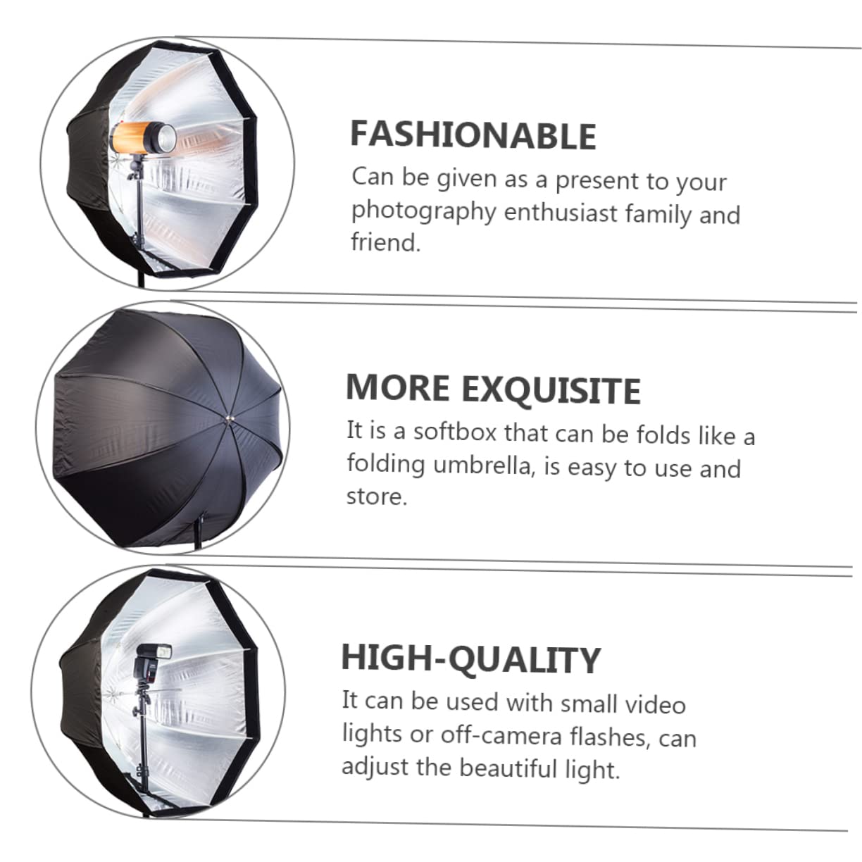 SHINEOFI Ombrello Softbox Ottagonale Professionale per Fotografia Diffusore e Resistente per e Matrimoni All Compatibile con Luci Video e Flash Esterni