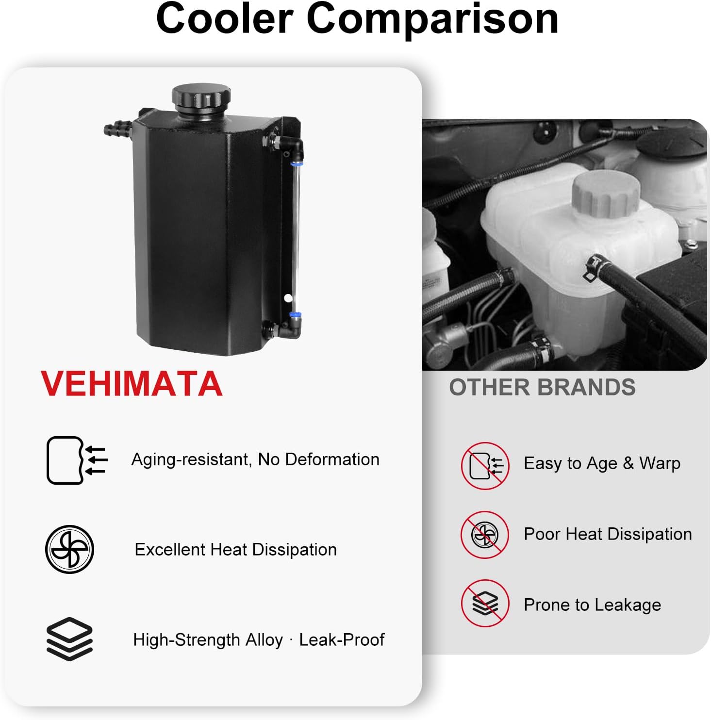 Coolant Reservoir Tank, 2L Universal Radiator Overflow Tank Aluminum Black