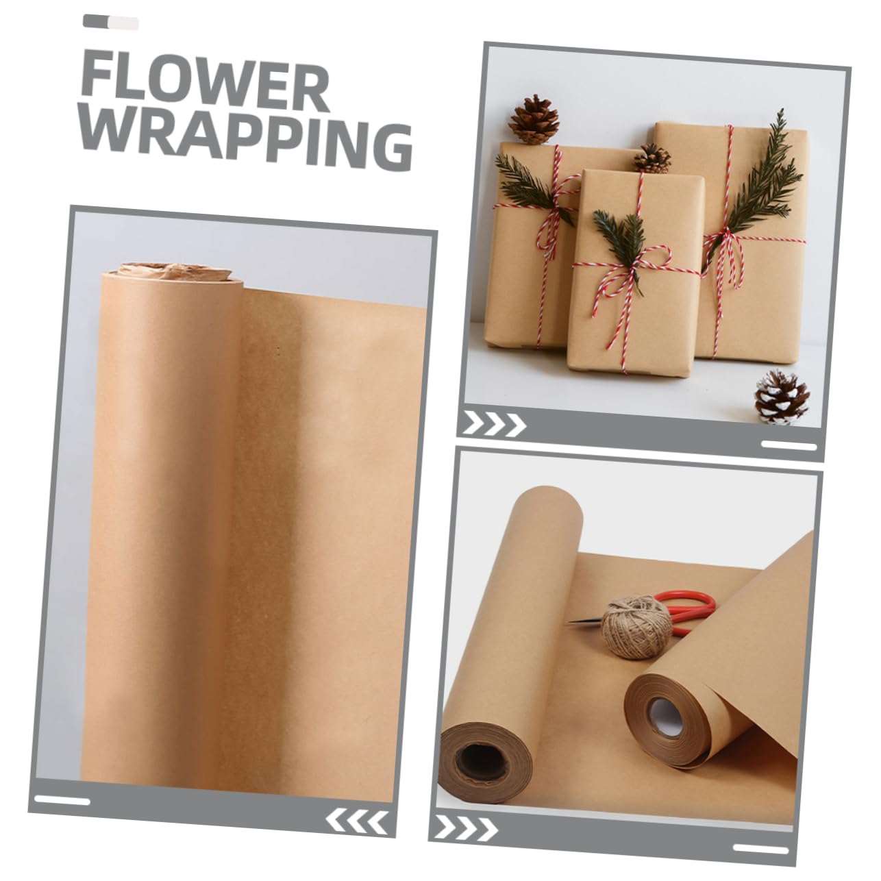 TEHAUX Rouleau de Papier Kraft Marron, Pratique et Jetable, pour Croquis, Origami, Composition de Fleur et Loisirs Créatifs