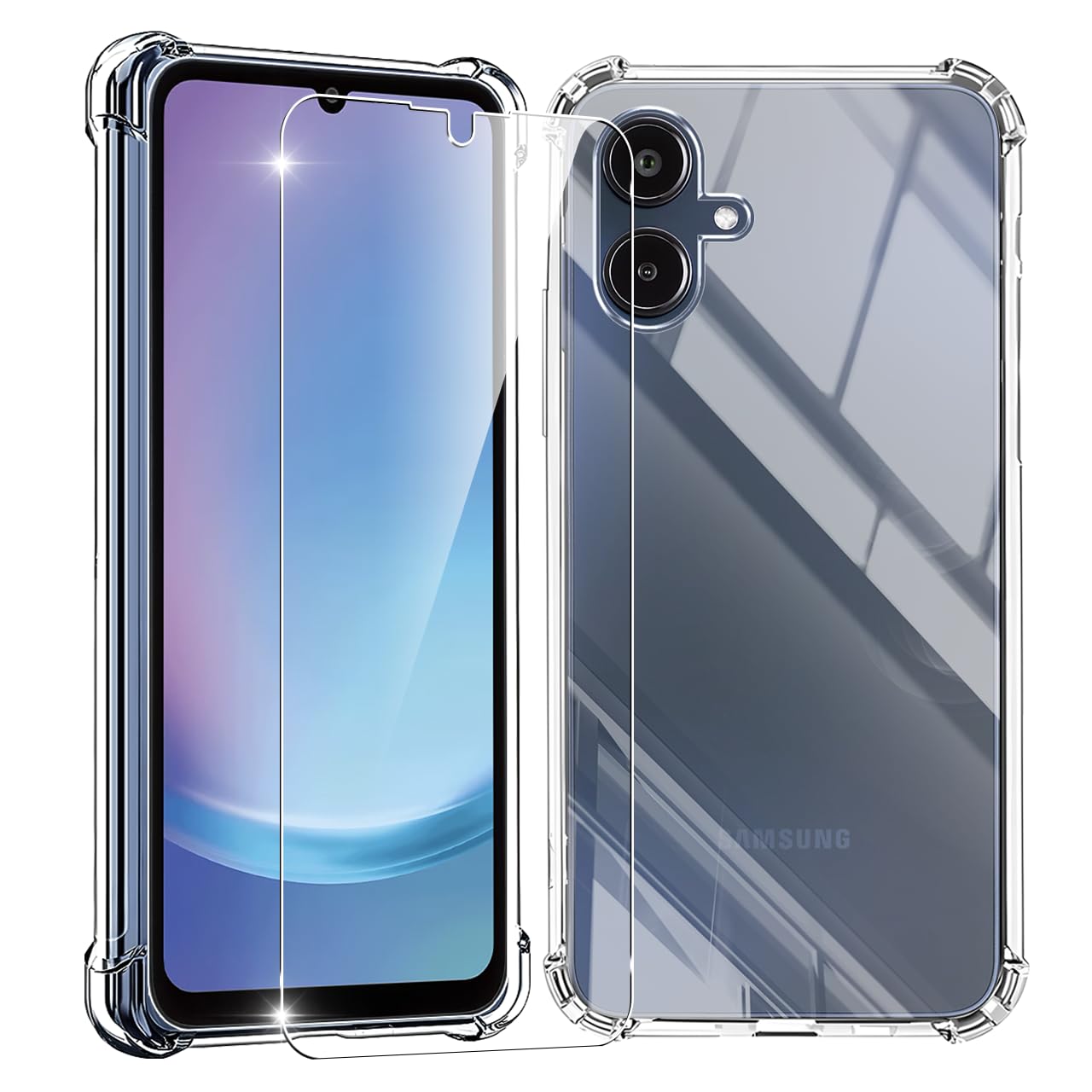 対応 Galaxy A25 5G ケース クリア 黄変防止 + galaxy A25 SC-53F SCG33 ガラスフィルム 柔軟 ギャラクシーa25 5G ケース 耐衝撃 ガラスフイルム保護付き 指紋防止 落下防止 耐衝撃 ガラスフイルム保護付き 指紋防止 落下防止 耐久性 JCJC-TPUGA25