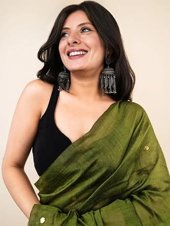 Mirraw Mirror Work Pure Cotton Saree