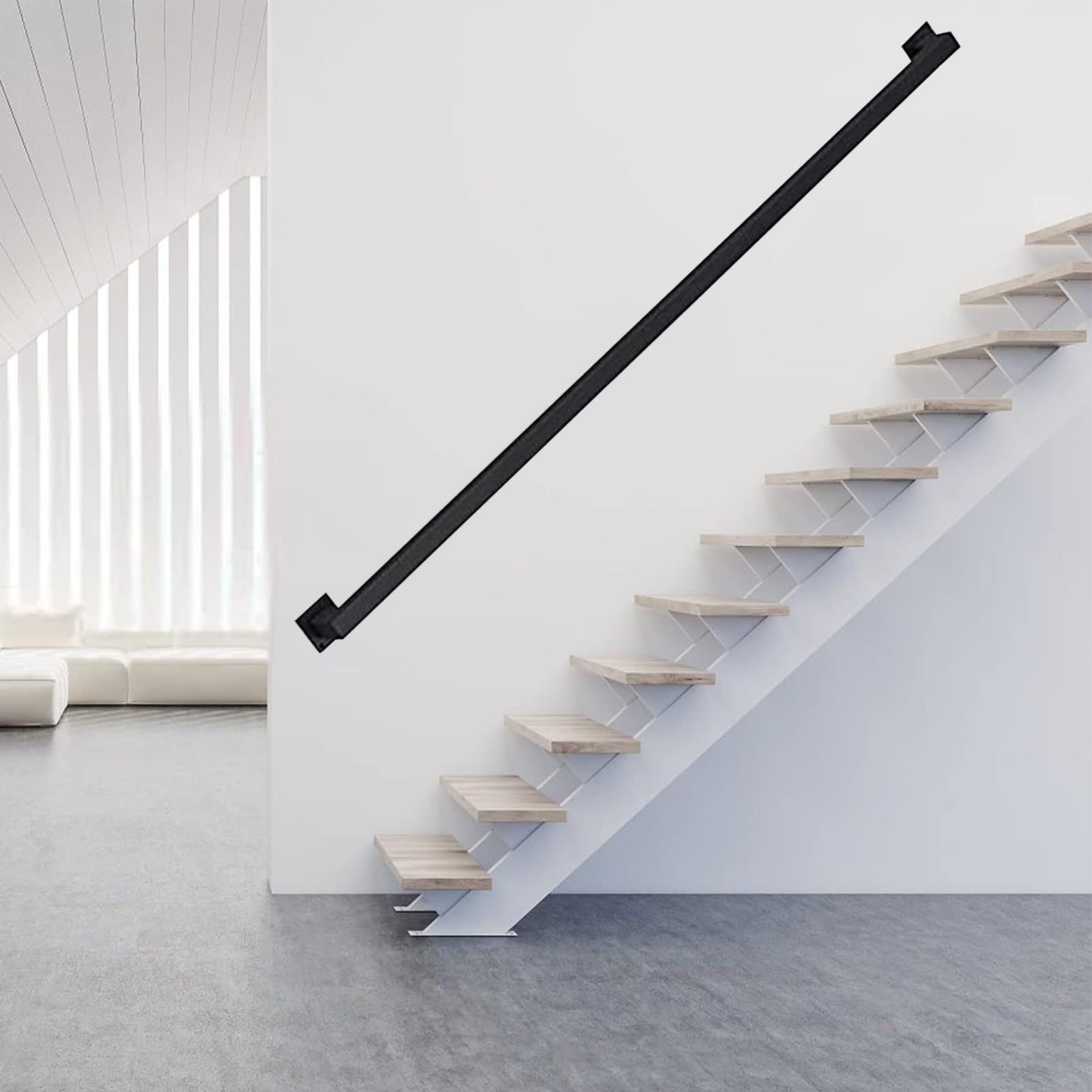 Attrex Black Modern /White/Gold Stairs Banister Handrail For Indoor And Outdoor - 1Ft~20Ft Complete Kit, 1M 1.5M 2M 2.5M 3M Staircase Railing Safety Hand Rails(,18Ft/540Cm)