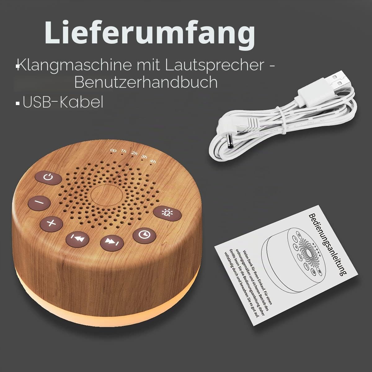 Easysleep Sound White Noise Machine mit 25 beruhigenden Geräuschen und Nachtlichtern mit Memory-Funktion, 32 Lautstärkestufen und 5 Sleep-Timer
