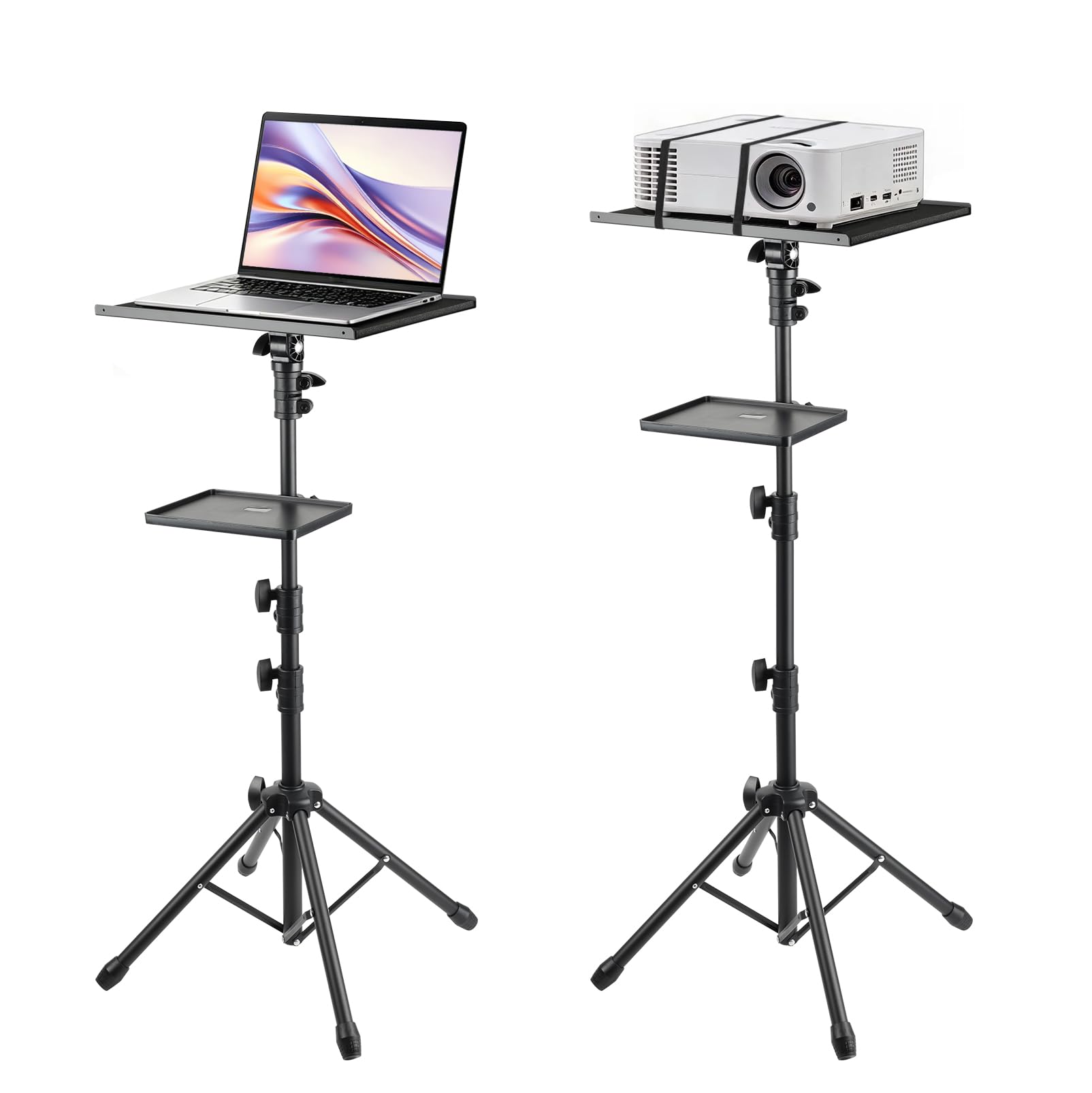 Support Vidéoprojecteur Double Plateau Réglable 70-135 cm 10 kg Charge