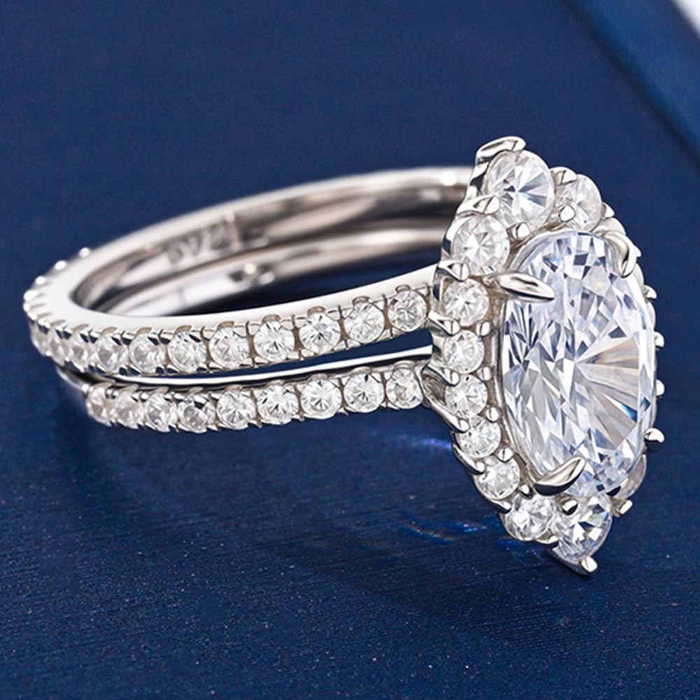 925 Sterling Silver CZ Cubic Zirconia Engagement Rings Wedding Bands Bridal Sets for Women