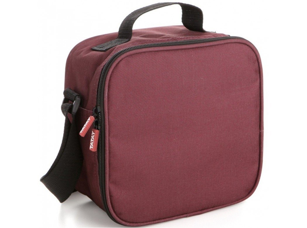Tatay Bolsa Termica Porta Alimentos Impermeable - Urban Food Casual 3L | 4 Fiambreras: 2x0,​5L + 2x0,​2L | Triple Capa Aislante | Cuerpo Semirrígido | Bolsillo Interior | 22,​5x10x22cm, Burdeos