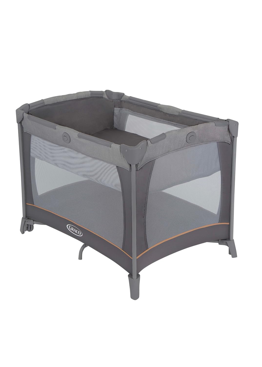 Contour Travel Cot with bassinet, lightweight with compact fold and carrybag. Suitable from birth to approx. 3 Years, Pebble fashion