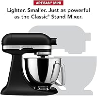 Vista 2 de KitchenAid Artisan Mini Batidora de Pie con Cabezal Inclinable de 3.5 Cuartos - KSM3316X - Negro Mate