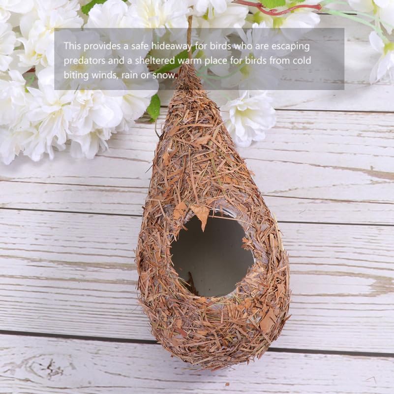 Image of balacoo 2 Pcs Simulation Straw Bird Nest for Cage, Cozy Winter Bird House, Hanging Bird House for Parakeet Dove Canary Cockatiel, Outdoor Bird Winter Shelter