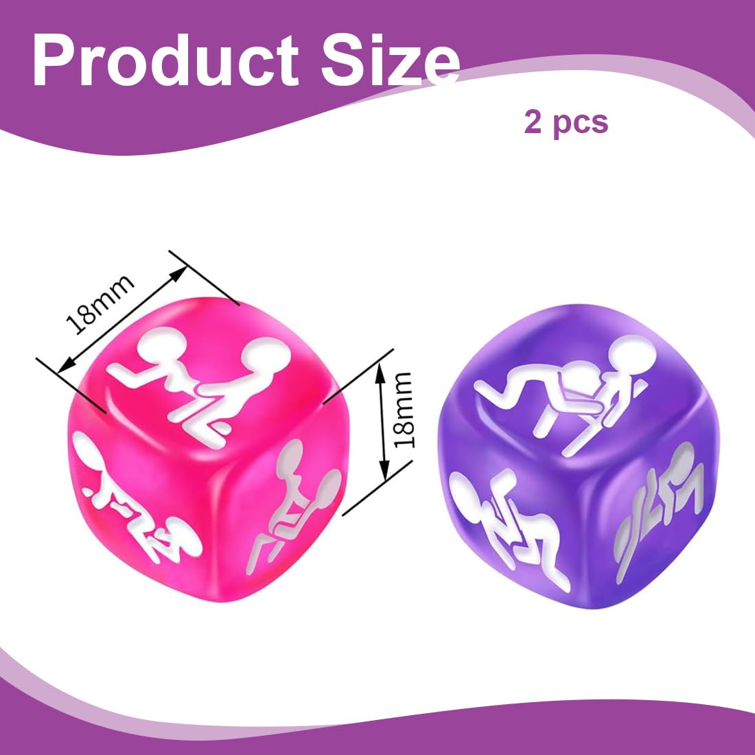 2 Pezzi Dado Sessuali Set, Giochi Erotici, Giochi Sessuali Hot per Coppia, Cubi Erotici Viola Orale E Rosa Sesso, 1.8Cm, Gioco Per Coppie Adulti Camera Da Letto