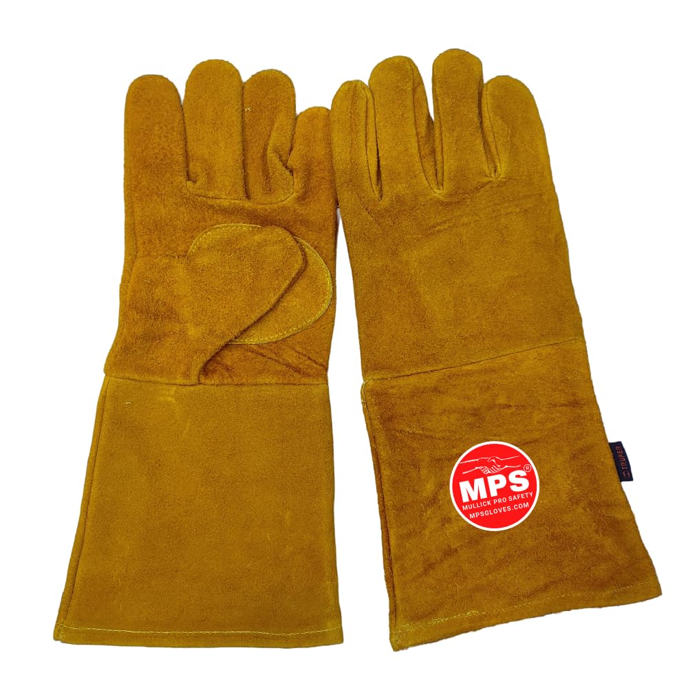 MULLICK PRO SAFETY - MPS Top-Notch Economy Grade Yellow Split Leather Welding Gloves - Ideal for Welding and Industrial Use (B0CBMC9VY7) Amazon Price History, Amazon Price Tracker