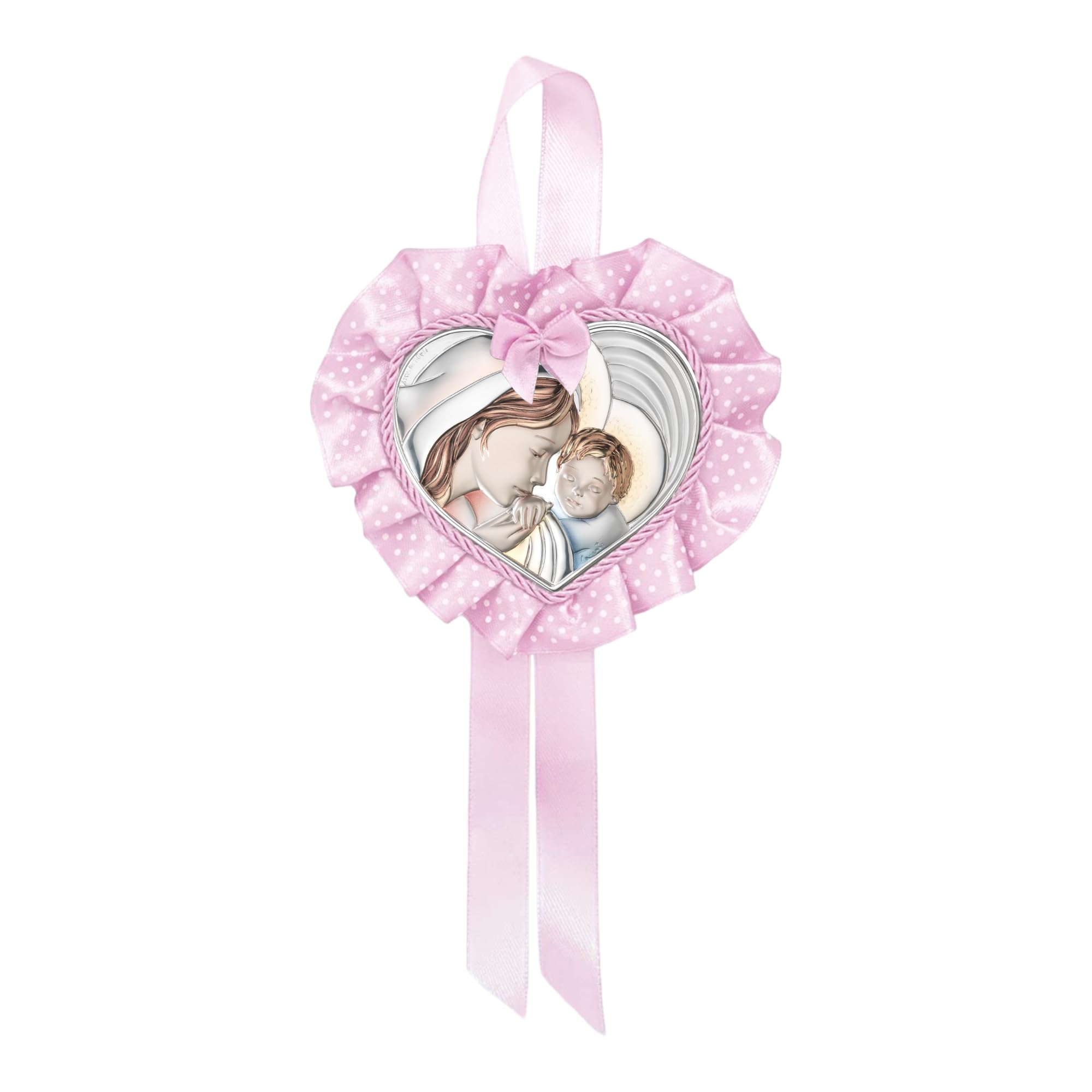 Albalù Sopraculla con Cuore maternità Rosa Argento Laminato Colorato - Misure 25x12cm Circa - Made in Italy.