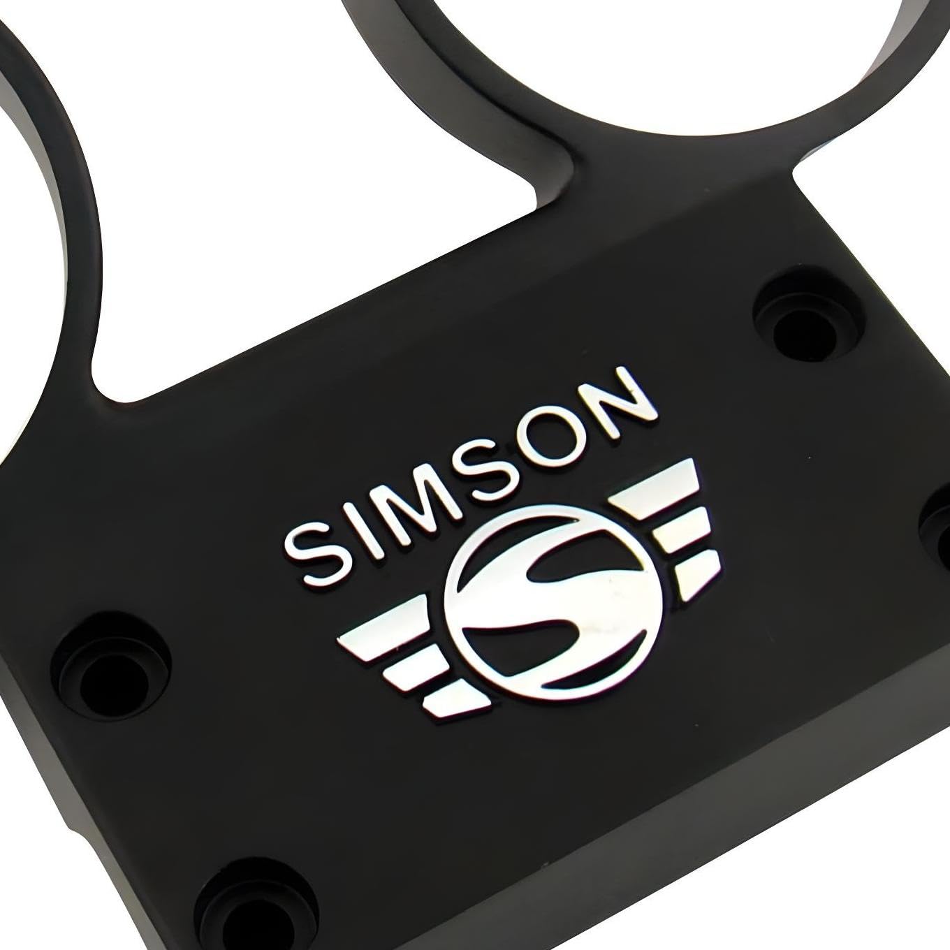 Armaturenträger f. Rundinstrumente ø 60 mm Tacho und DZM - Alu schwarz - Simson Schrift und Logo erhaben - S50, S51, S53, S70, S83