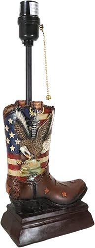 Miniatura 6 de Ebros Gift Casco de cuero sintético rústico occidental, patriótico, militar, águila calva, bandera estadounidense, soldado caído, con bota de