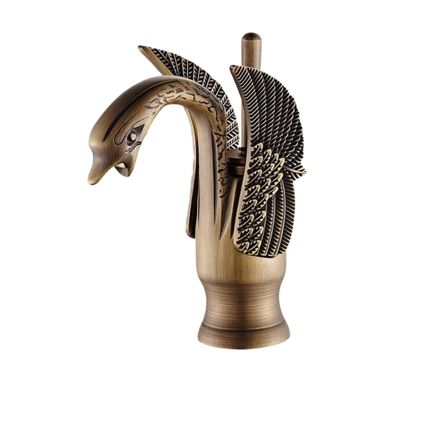 Mxxqrhf Short Antique Brass Kitchen Faucets, Gold Swan Shape Brass Bathroom Basin Sink Faucet Hot And Cold Water Basin Faucet Countertop Mounted Chrome Swan Faucet (Short Antique Brass)
