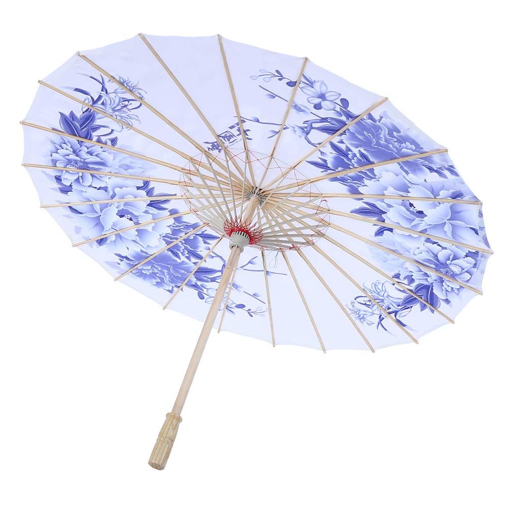 Chinese Classical Paper Parasol Umbrella - Handmade Windproof for Women's Dance, Wedding and Theme Decoration (Blue)