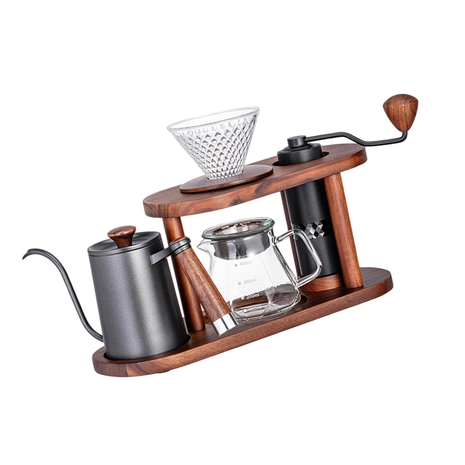 Qusinfc Contemporary Coffee Dripping Station with Changeable Parts and Scandinavian Aesthetic Space Saving Coffee Maker Glass Filter