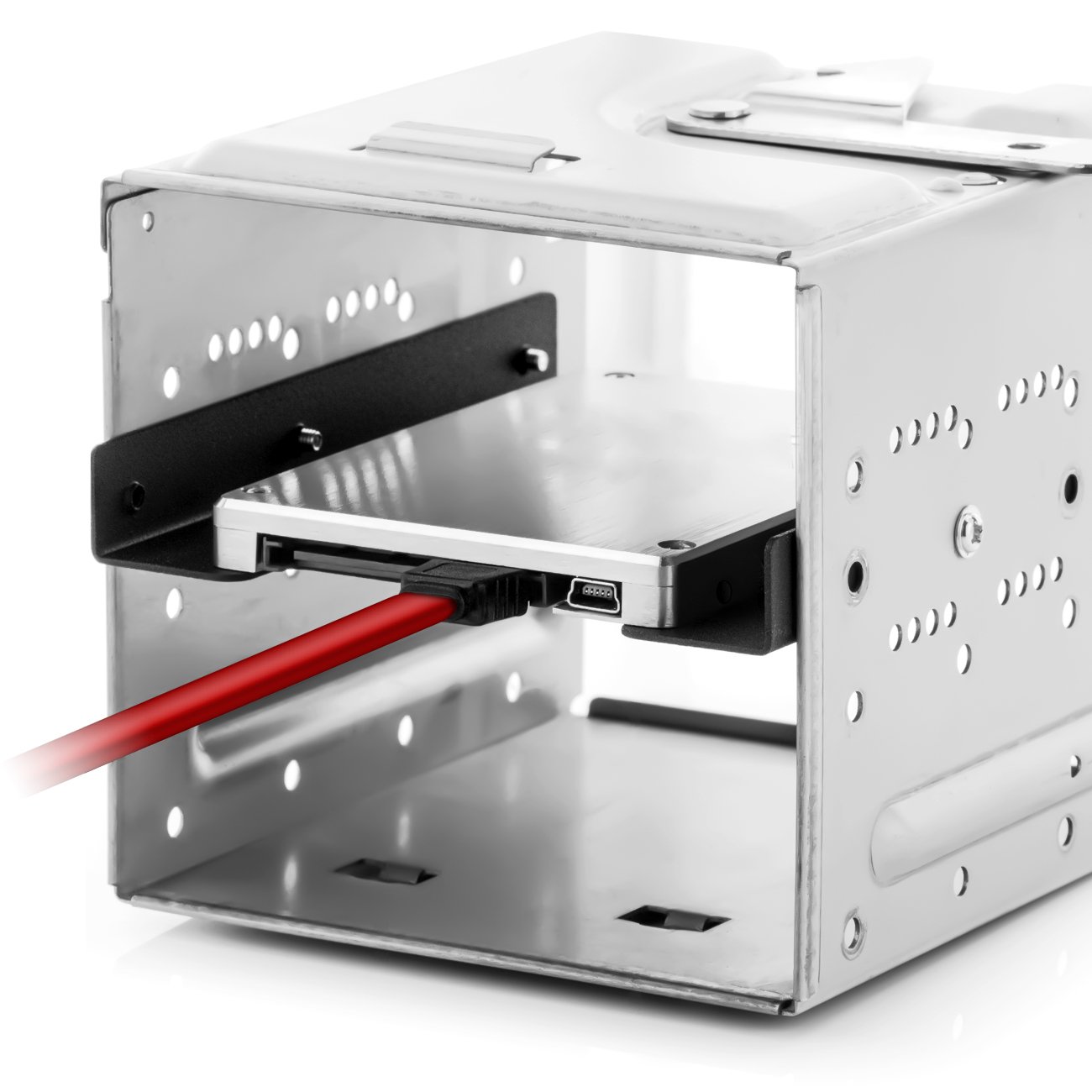 deleyCON Rama Montażowa do Dysków Twardych 2,5" Adapter Dysków SSD do 3,5" Zdejmowana Rama Rama Montażowa Szyny Montażowe ze Śrubami Kabel SATA Zasilacz i Śrubokręt