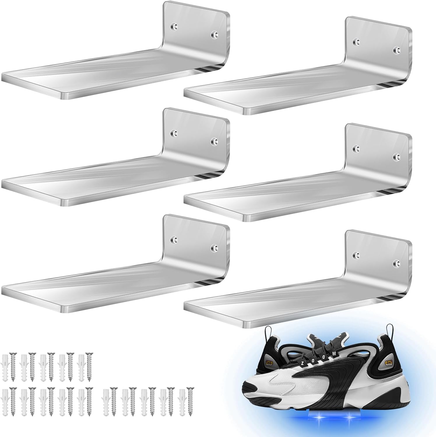 Amazon.com: DTNESS 6Pcs Floating Shoe Display Shelf with LEDs, 8 x 3.9 ...