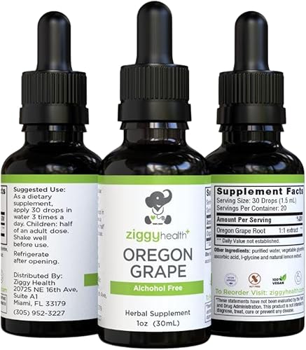 Tintura de raíz de uva de Oregon orgánica prémium - Extracto sin alcohol, 1 oz Apoyo a las hierbas Ziggy Health