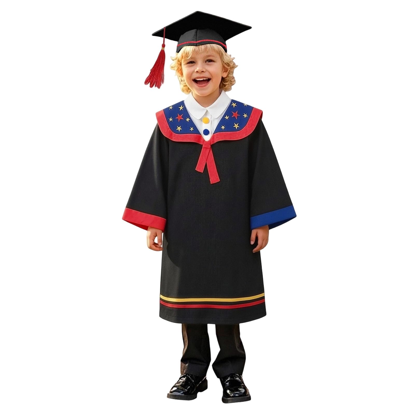 Kindergarten 2025 Graduation Cap and Gown Tassel Sets with Charm 2PCS Graduations Stoles for Kids Grad Party Clothes