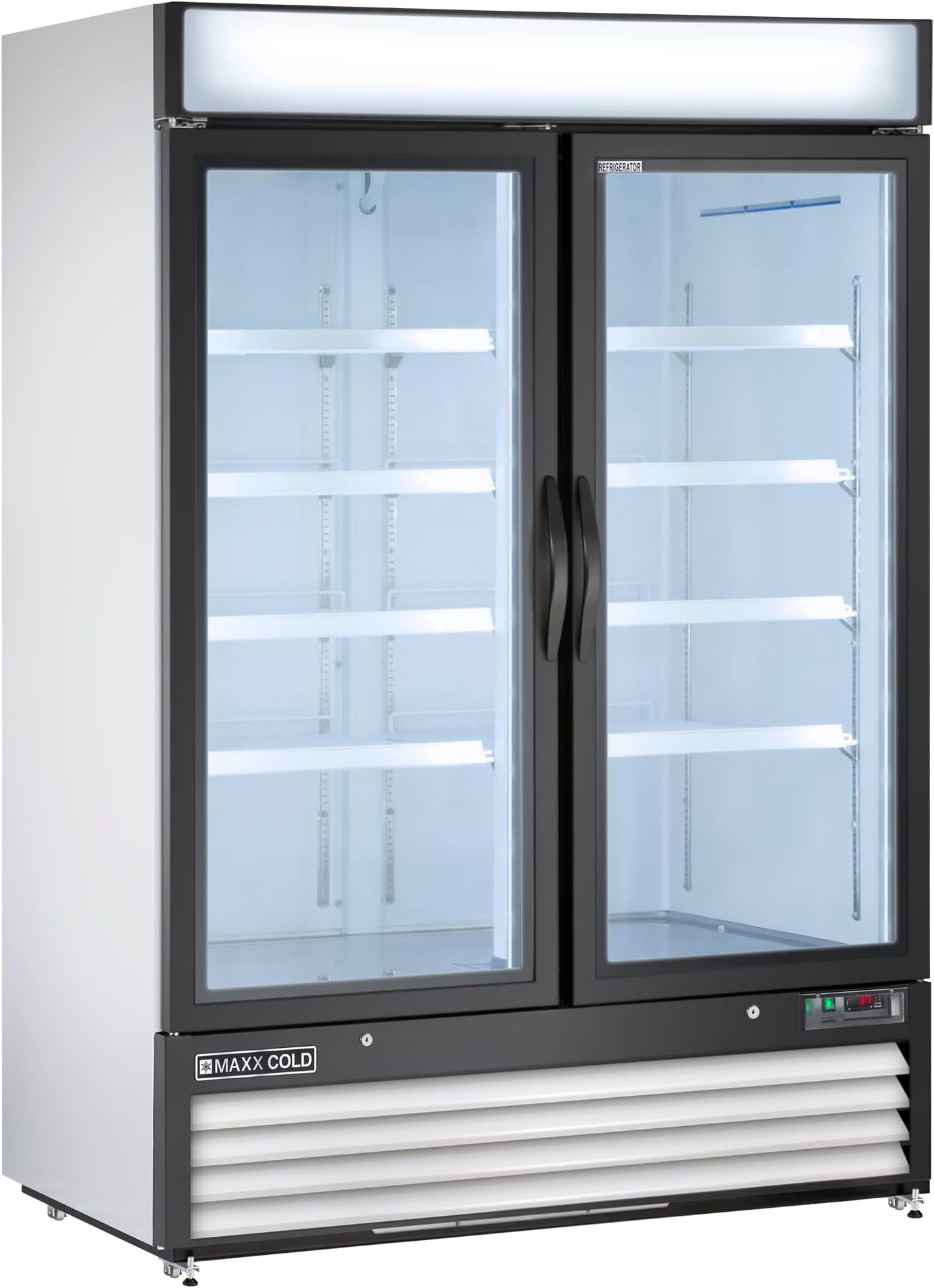 MAXX ColdX-Series MXM2-48RHC, 54" Double Glass Door Merchandiser Refrigerator, Free Standing, 48 Cu. Ft, Stainless Steel
