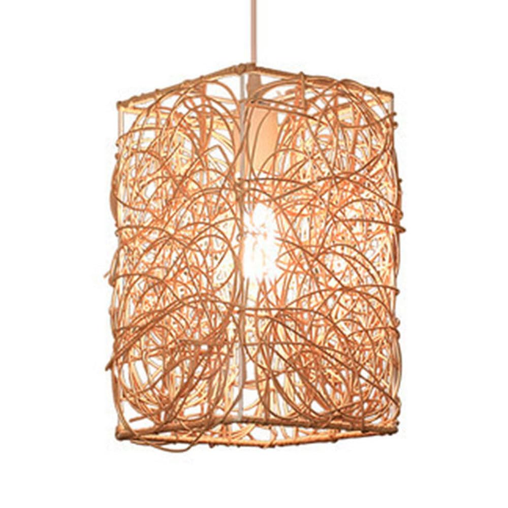 TCHAUSGZOZ Handcrafted Rattan Pendant Light Fixture - Boho Bamboo Hanging Lamp for Kitchen, Dining, and Bedroom, Adjustable Cord, E26 Base