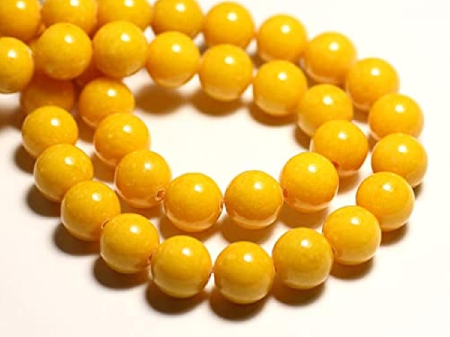 Pearls balls 10mm yellow Jade stone lot perle ronde jaune pour fabrication de bijoux