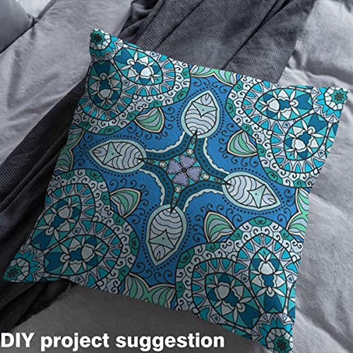 Boho Mandala Fabric by The Yard,Bohemian Exotic Floral Upholstery Fabric for Chairs Sofa,Exotic Tribal Outdoor Fabric Waterproof,Fabric,2 Yards,(L184*W150cm) Blue Teal - Image 4